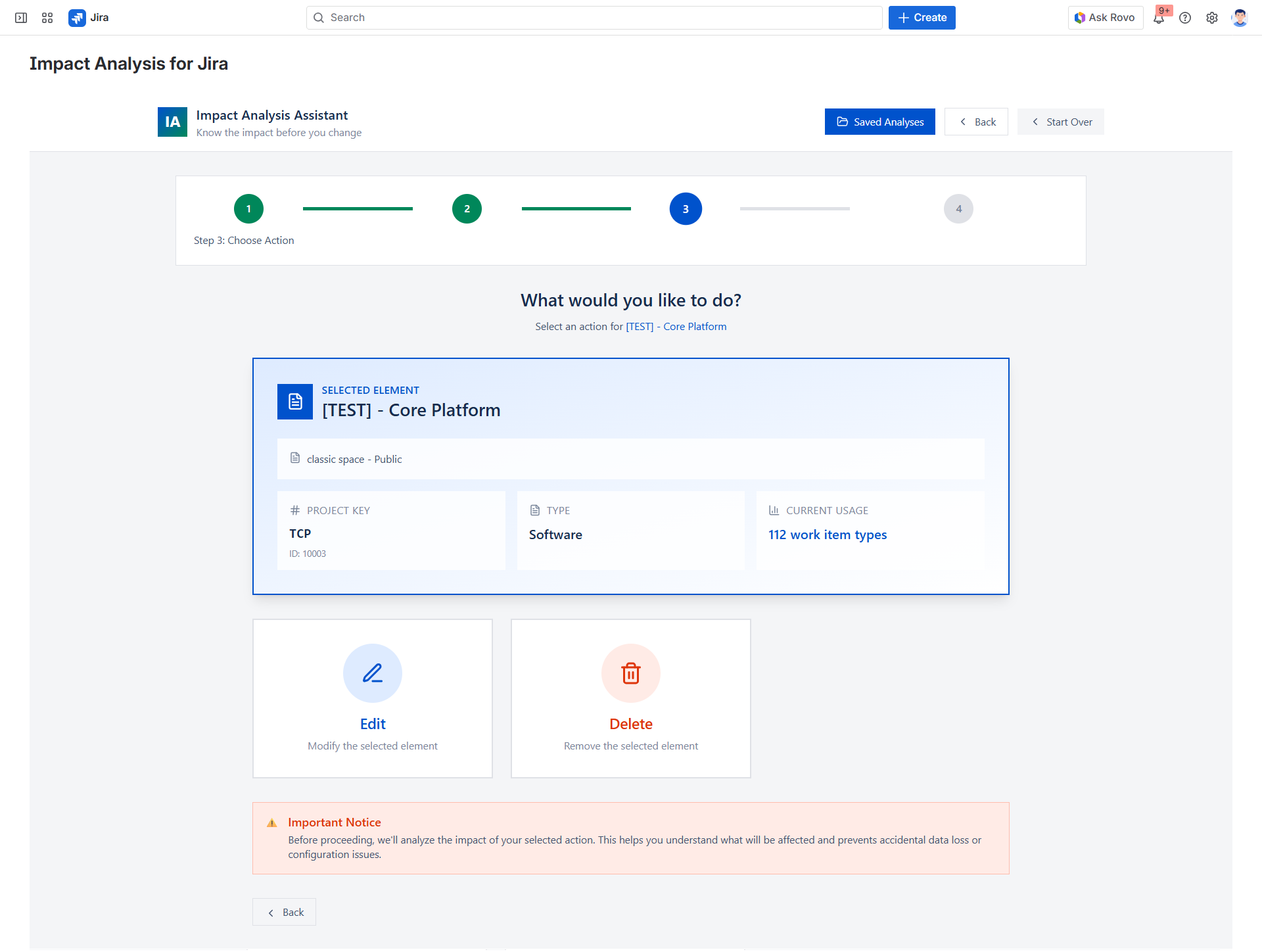 Step 3: choose action on Jira element